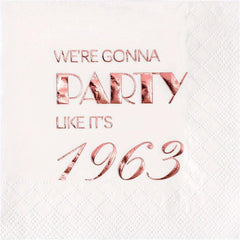 20pcs Rose 60th Birthday Cocktail Napkins for Party Dinnerware