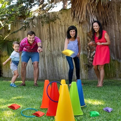 3 In 1 Cone Bean Bags Toss Game Colorful Bean Bag Ring Toss Game Set