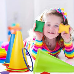 3 In 1 Cone Bean Bags Toss Game Colorful Bean Bag Ring Toss Game Set