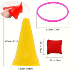 3 In 1 Cone Bean Bags Toss Game Colorful Bean Bag Ring Toss Game Set
