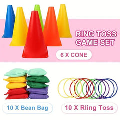 3 In 1 Cone Bean Bags Toss Game Colorful Bean Bag Ring Toss Game Set