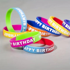 8pcs Happy Birthday Rubber Bangle Silicone Wristband Party Supplies