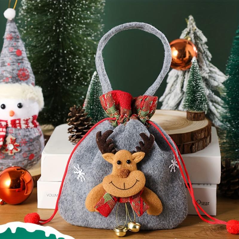 3pcs Reusable Christmas Tote Bags with Handles