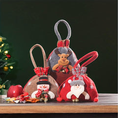 3pcs Reusable Christmas Tote Bags with Handles