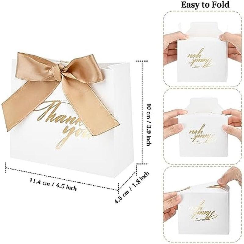 25pcs Small Thank You Gift Bag With Ribbon Bow - Party Favor Bags