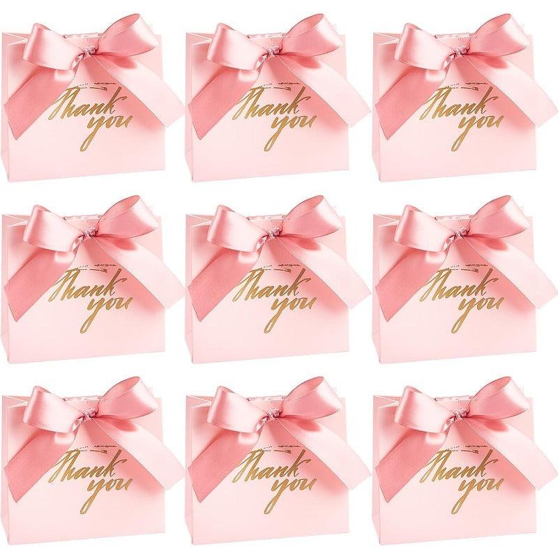 25pcs Small Thank You Gift Bag With Ribbon Bow - Party Favor Bags