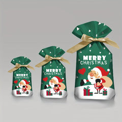 10pcs Christmas Ribbon Drawstring Bag Wrapping Gift Baking Cookie Package Pocket