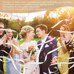 5pcs Fairy Stick Ribbon Sticks Wedding Streamers With Bells For Send Off