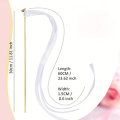 5pcs Fairy Stick Ribbon Sticks Wedding Streamers With Bells For Send Off