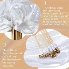 5pcs Fairy Stick Ribbon Sticks Wedding Streamers With Bells For Send Off