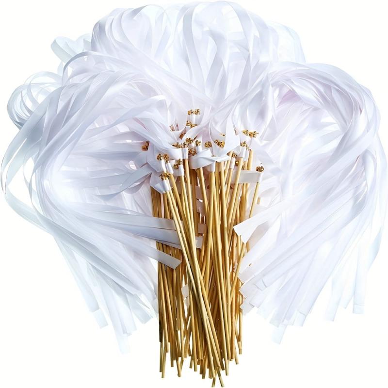 5pcs Fairy Stick Ribbon Sticks Wedding Streamers With Bells For Send Off