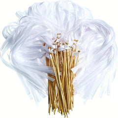 5pcs Fairy Stick Ribbon Sticks Wedding Streamers With Bells For Send Off