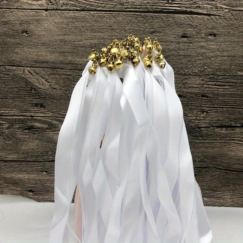 5pcs Fairy Stick Ribbon Sticks Wedding Streamers With Bells For Send Off