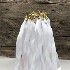 5pcs Fairy Stick Ribbon Sticks Wedding Streamers With Bells For Send Off