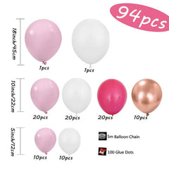 94pcs Birthday Balloon Set Red Latex Garland Golden Princess Party Supplies