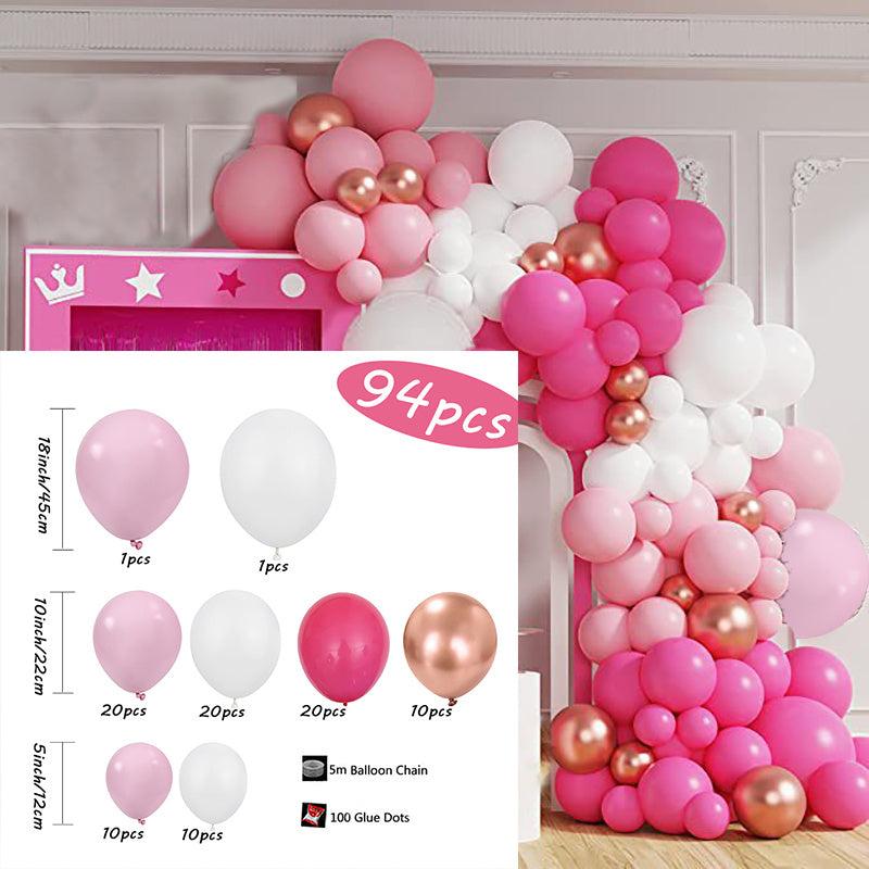 94pcs Birthday Balloon Set Red Latex Garland Golden Princess Party Supplies