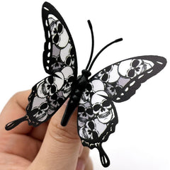 12pcs Halloween 3D Double Layer Stickers Butterfly Bat Skull Rose Wall Stickers
