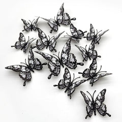 12pcs Halloween 3D Double Layer Stickers Butterfly Bat Skull Rose Wall Stickers