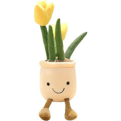 Tulip Plush Toy Flower Pot Stuffed Plushie Pillow Succulent Orange