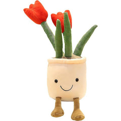 Tulip Plush Toy Flower Pot Stuffed Plushie Pillow Succulent Orange
