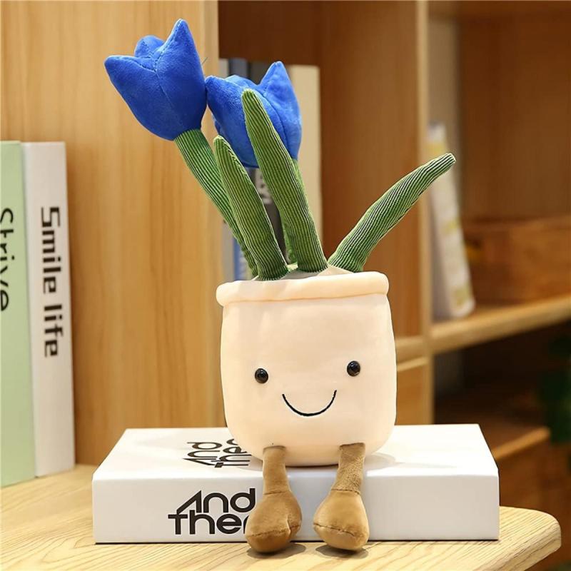 Tulip Plush Toy Flower Pot Stuffed Plushie Pillow Succulent Orange