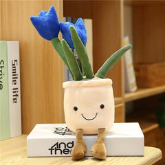 Tulip Plush Toy Flower Pot Stuffed Plushie Pillow Succulent Orange