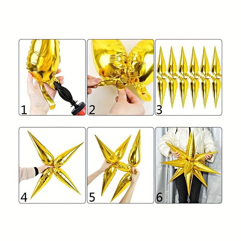 144pcs Red Golden Latex Metal Balloon Explosion Star