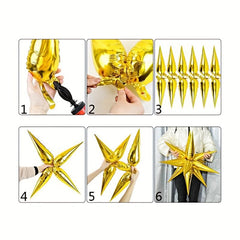 144pcs Red Golden Latex Metal Balloon Explosion Star