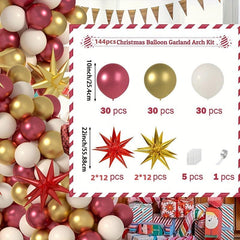 144pcs Red Golden Latex Metal Balloon Explosion Star