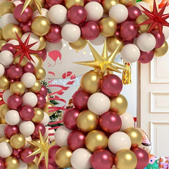 144pcs Red Golden Latex Metal Balloon Explosion Star