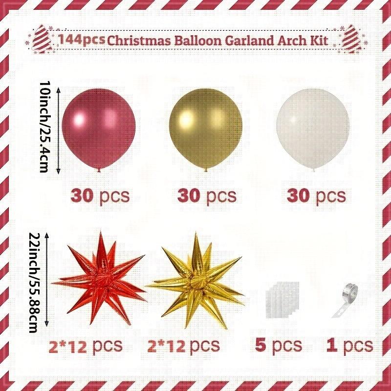 144pcs Red Golden Latex Metal Balloon Explosion Star
