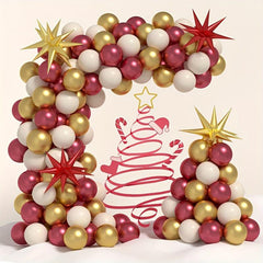 144pcs Red Golden Latex Metal Balloon Explosion Star