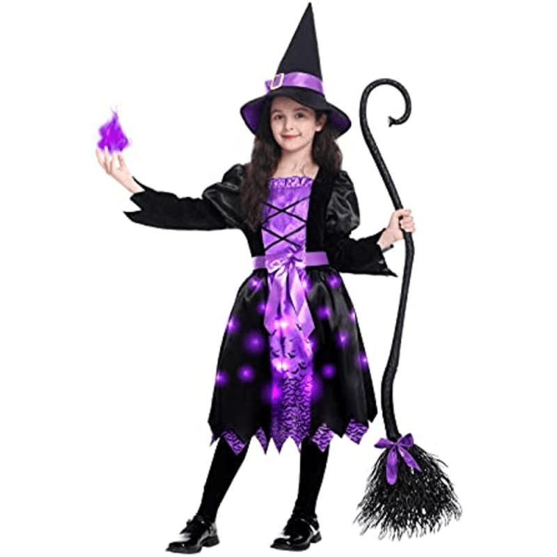 Halloween Witch Broom with Ribbons for Costume Parties and Decorations
