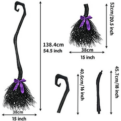 Halloween Witch Broom with Ribbons for Costume Parties and Decorations