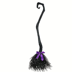 Halloween Witch Broom with Ribbons for Costume Parties and Decorations