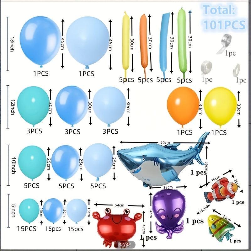 101pcs Ocean Animal Theme Balloons Set for Birthday Party Decoration Supplies