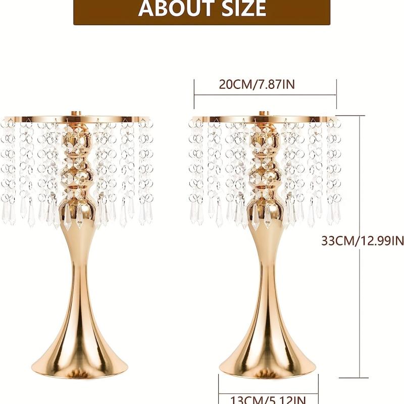 Set of 2 Metal Flower Vase Holders Crystal Arrangement Stand