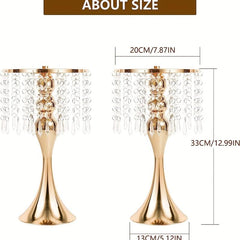 Set of 2 Metal Flower Vase Holders Crystal Arrangement Stand