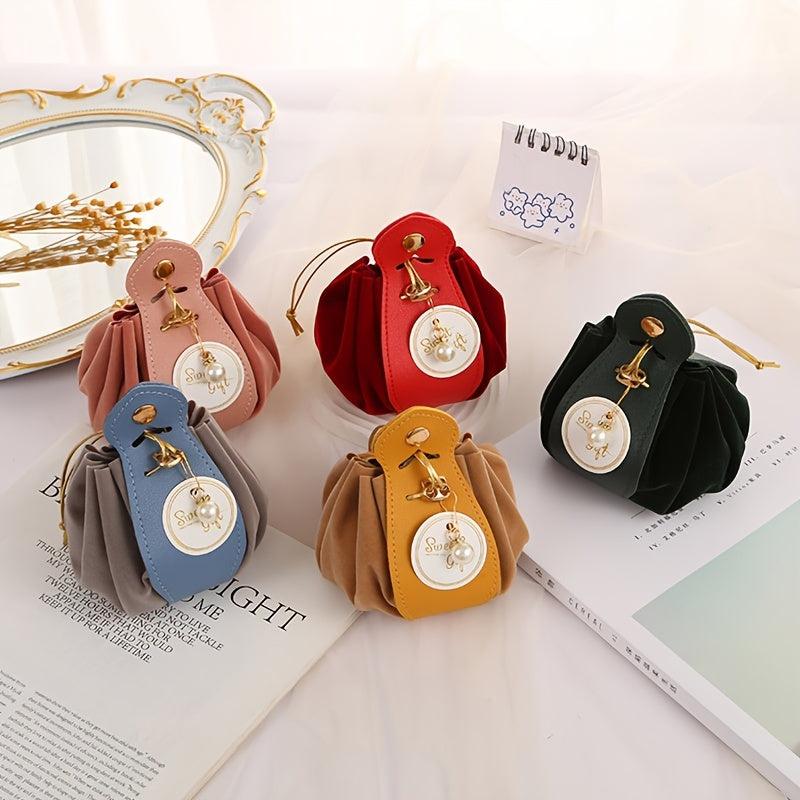 Velvet Gift Bags Round Bottom Drawstring Pouch Pearl Charm Jewelry Organizer