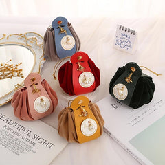 Velvet Gift Bags Round Bottom Drawstring Pouch Pearl Charm Jewelry Organizer