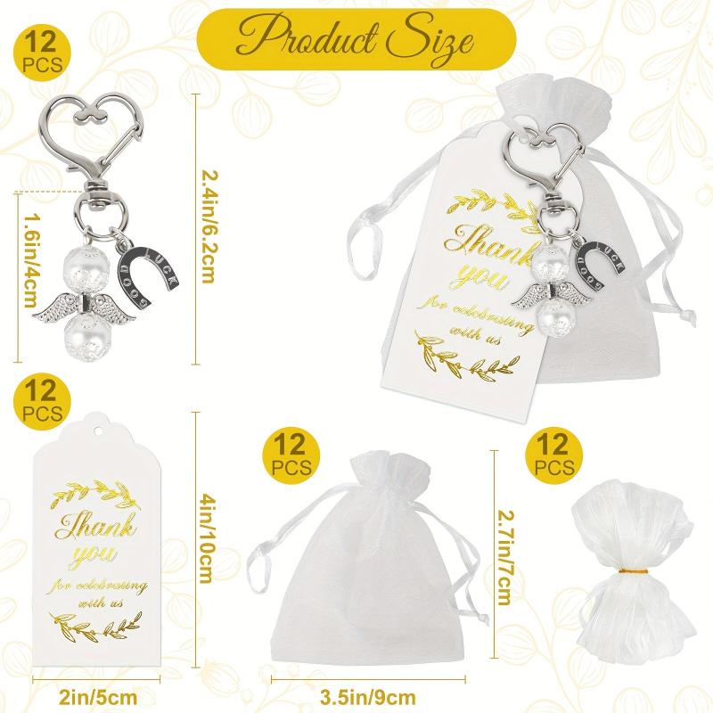 12pcs Baby Angel Keychain Gift Set with Thank You Card