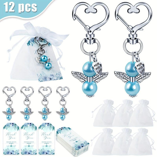 12pcs Baby Angel Keychain Gift Set with Thank You Card