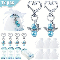 12pcs Baby Angel Keychain Gift Set with Thank You Card