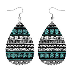 Double Sided Printing PU Leather Drop Earrings Christmas Birthday Earrings
