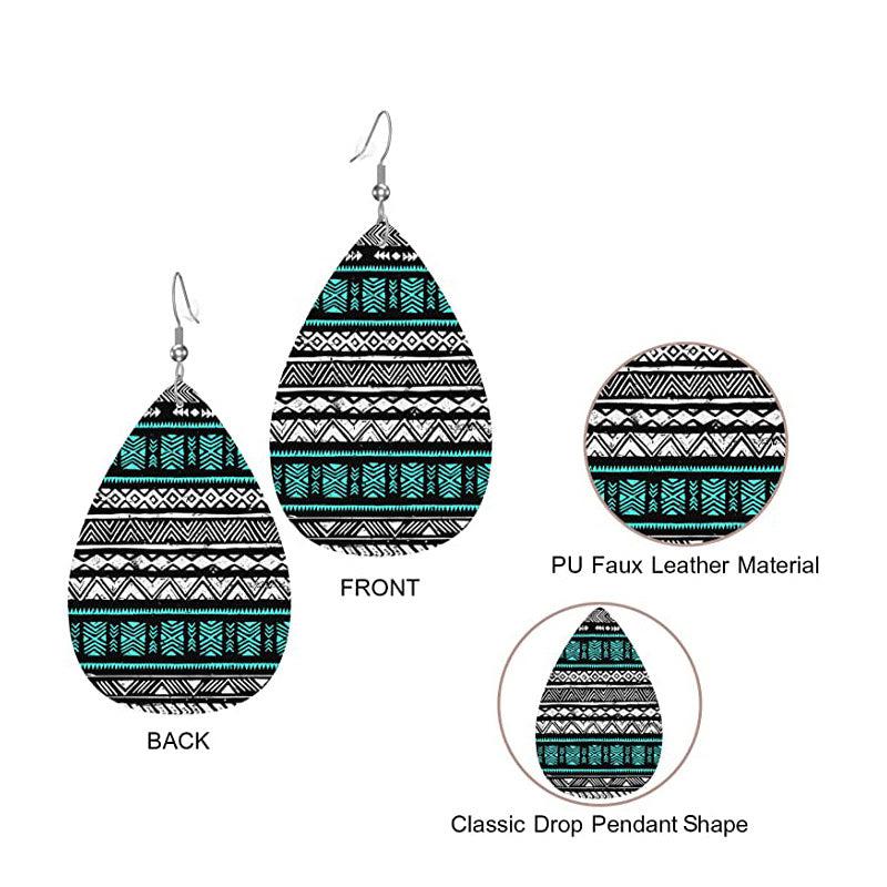 Double Sided Printing PU Leather Drop Earrings Christmas Birthday Earrings