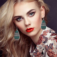 Double Sided Printing PU Leather Drop Earrings Christmas Birthday Earrings