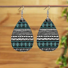 Double Sided Printing PU Leather Drop Earrings Christmas Birthday Earrings
