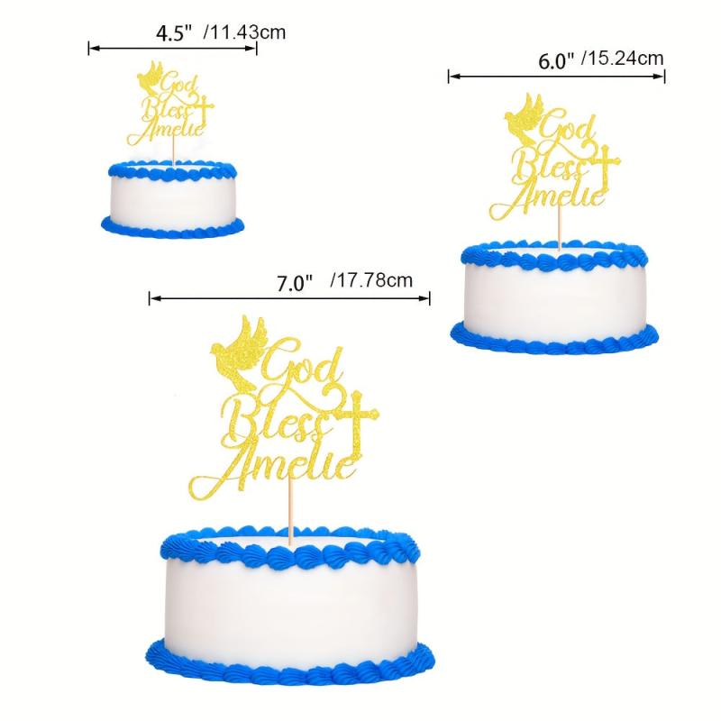 Personalized Glitter God Bless Cake Topper
