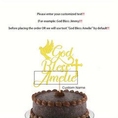 Personalized Glitter God Bless Cake Topper