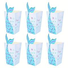 12pcs Unicorn Party Popcorn Box Mermaid Tail Paper Boxes Candy Cookies Bag